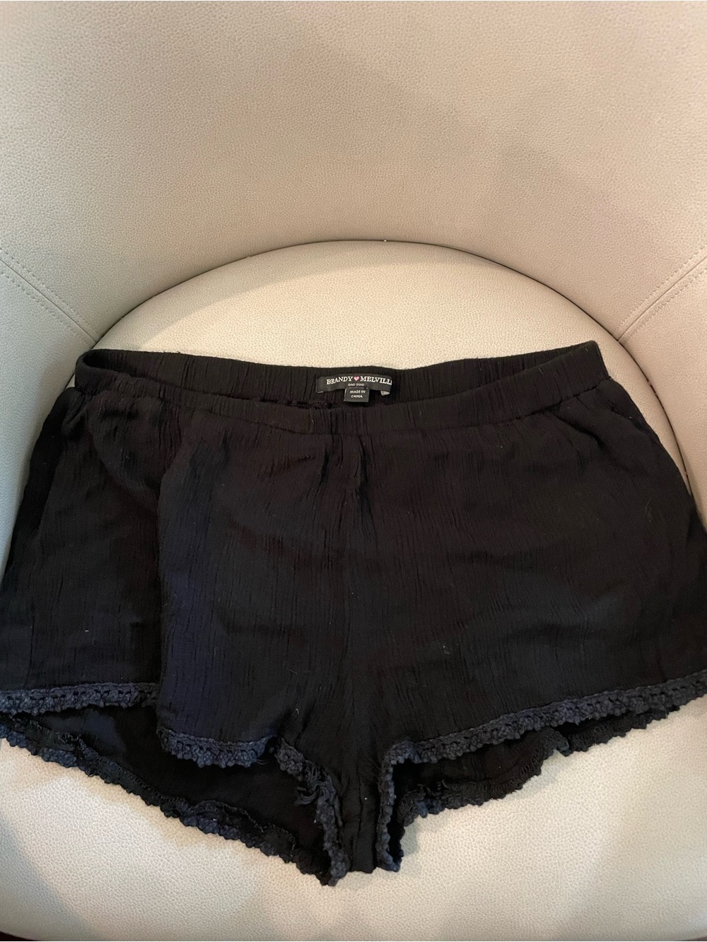 Brandy Melville Black Crochet-Trim Shorts